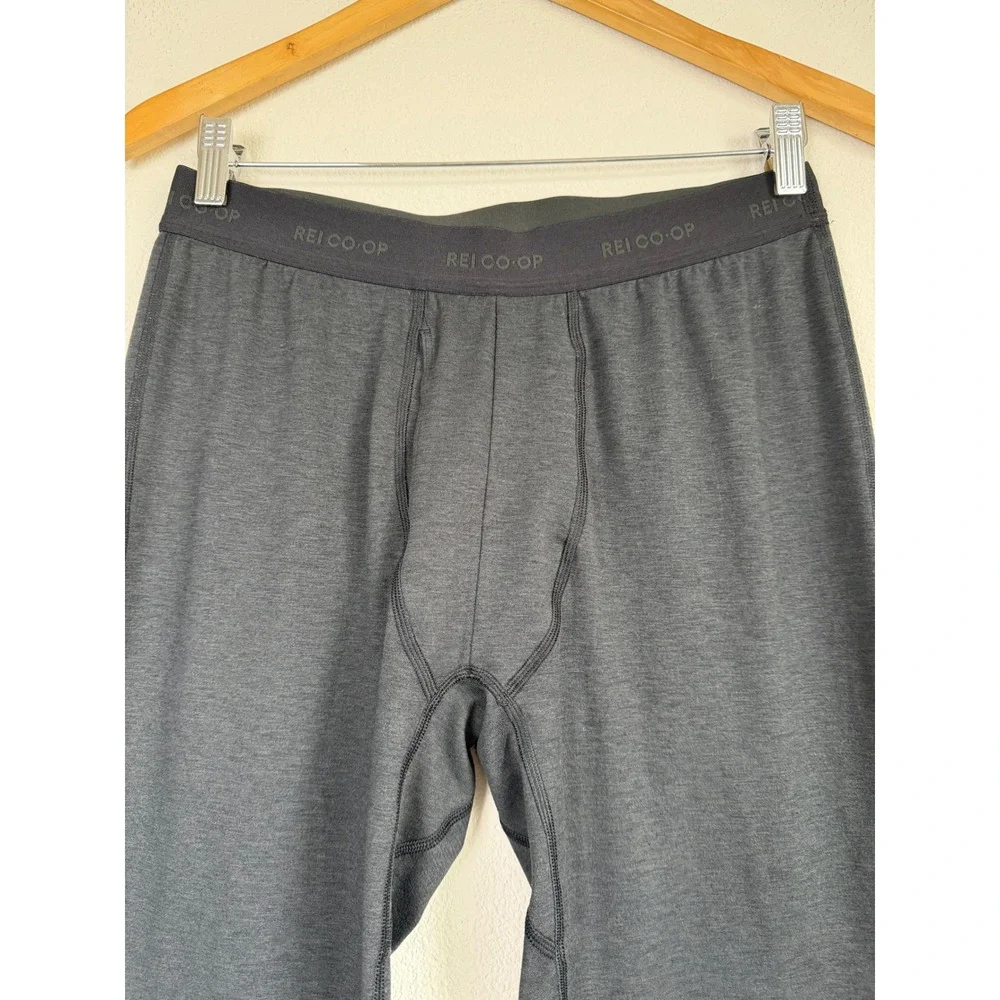 REI Co-op Mens Midweight Base Layer Bottoms M Grey Leggings Thermal Neutral